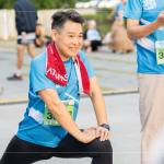 新業(yè)建設(shè)邱正光副總也到場(chǎng)參與這場(chǎng)盛事，在10K賽事後準(zhǔn)確地收操，舒展緊繃肌肉。