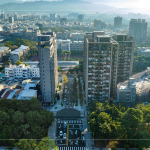 延伸開闢的「樂業(yè)一路」引入東光園道的綠意，串聯(lián)城市脈絡(luò)，以「縫合」意象將社區(qū)融入在地生活紋理之中。